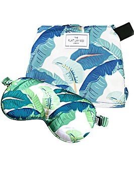 Flat Lay Tropical Makeup Bag Eyemask Set