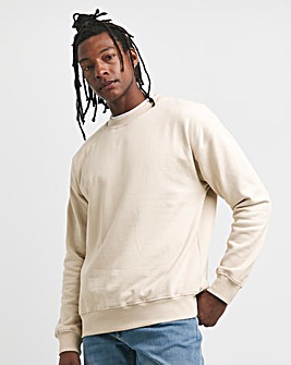 Relaxed Fit Crew Neck Sweatshirt- Stone
